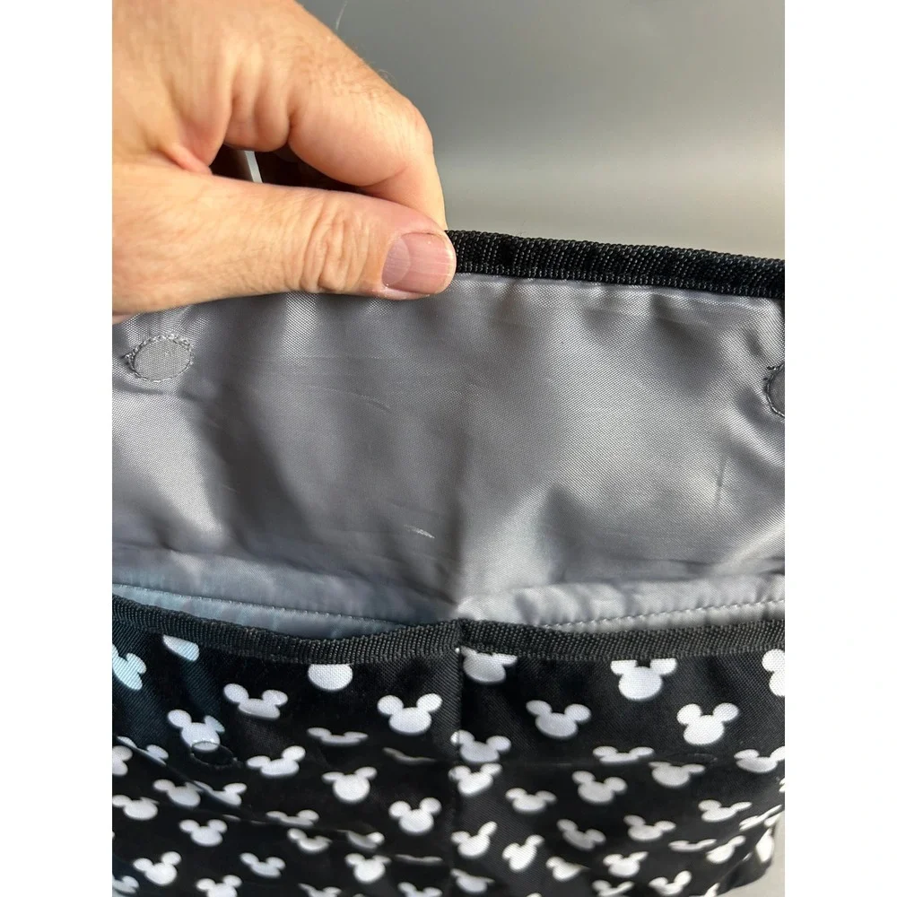 Disney Mickey Mouse Diaper Bag Crossbody Tote Black White Silhouette Print Large